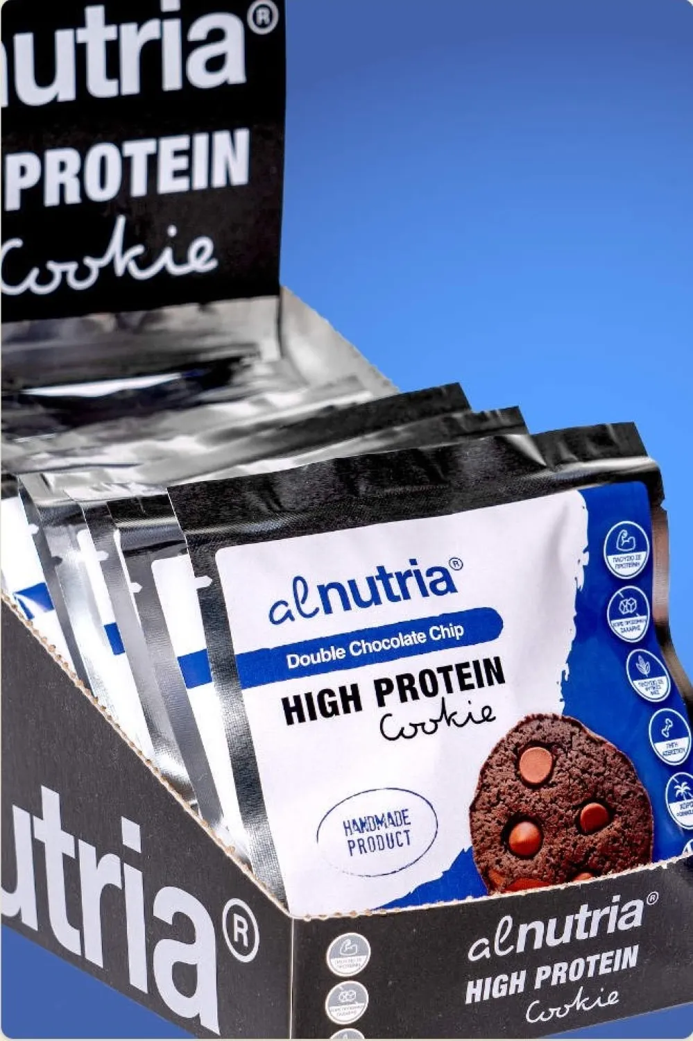 ALN-011_PETROS Alnutria Μπισκότα Πρωτεΐνης με Κομματάκια Χωρίς Ζάχαρη(12x45gr) - Image 1