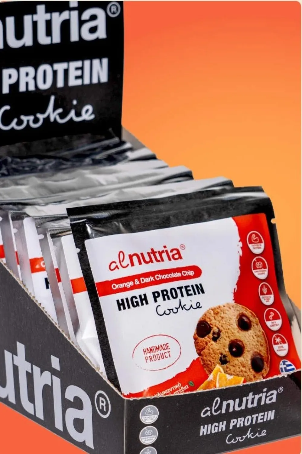 ALN-044_PETROS Alnutria Μπισκότο Υψηλής Πρωτεΐνης Πορτοκάλι & Μαύρη Σοκολάτα (12x45gr) - Image 1