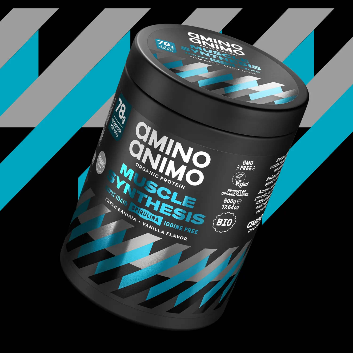 AMIMO_ANIMO-MUSCLE SYNTHESIS_RGB_PETROS Physis Laboratory Amino Animo Muscle Synthesis Χωρίς Γλουτένη & Λακτόζη με Γεύση Βανίλια 500gr - Image 1