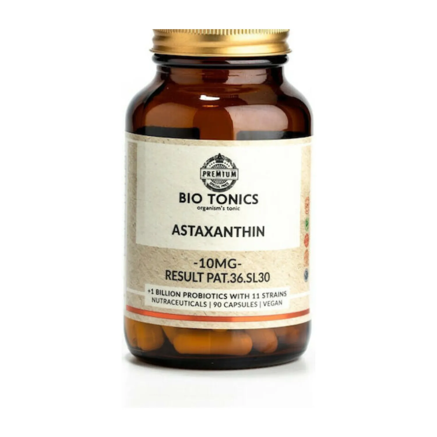 Bio Tonics Astaxanthin 10mg 90 φυτικές κάψουλες_PETROS Bio Tonics Astaxanthin 10mg 90 φυτικές κάψουλες - Image 1