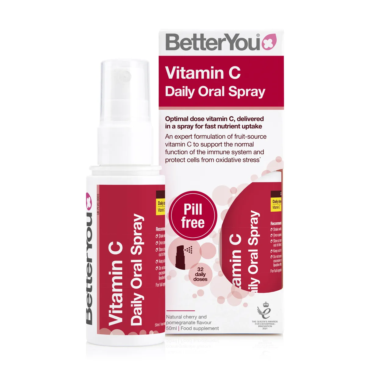 Vitamin C_PETROS BetterYou Vitamin C Daily Oral Spray Βιταμίνη για Ενέργεια & Ανοσοποιητικό 120mg Κεράσι Ρόδι 50ml - Image 1