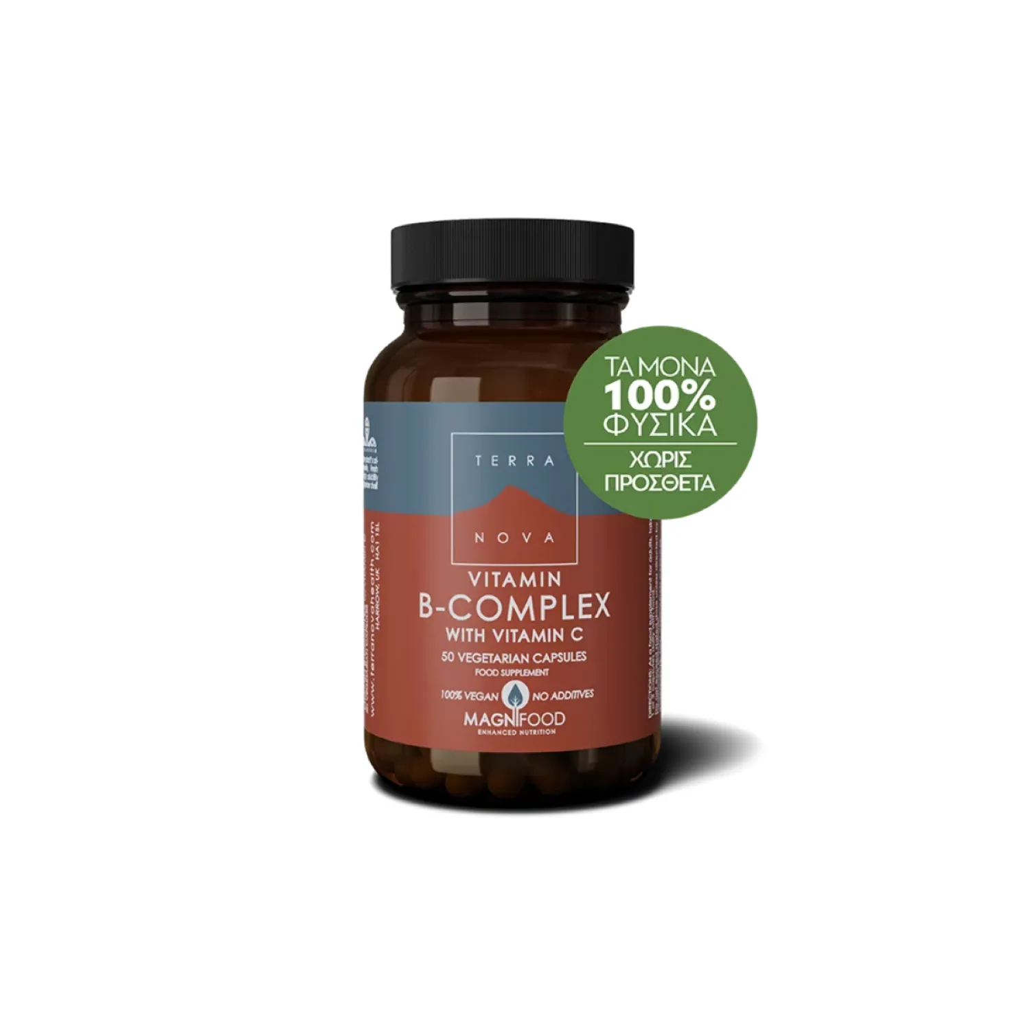 (TN-16)_PETROS TerraNova B-Complex with Vitamin C Βιταμίνη 540mg 50 φυτικές κάψουλες - Image 1